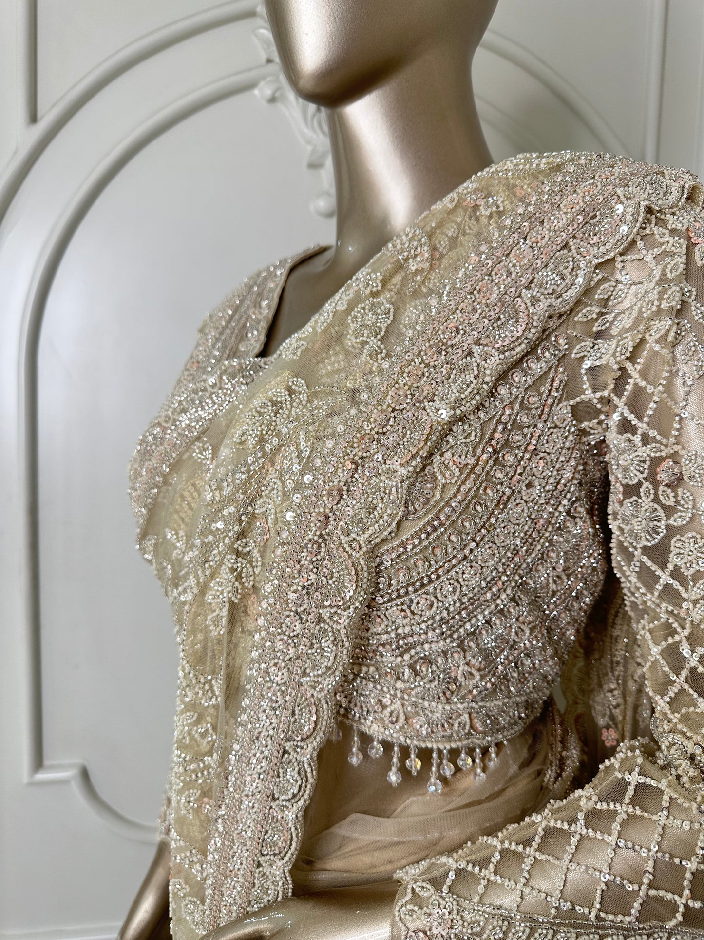 Ivory Embroidered Designer Saree