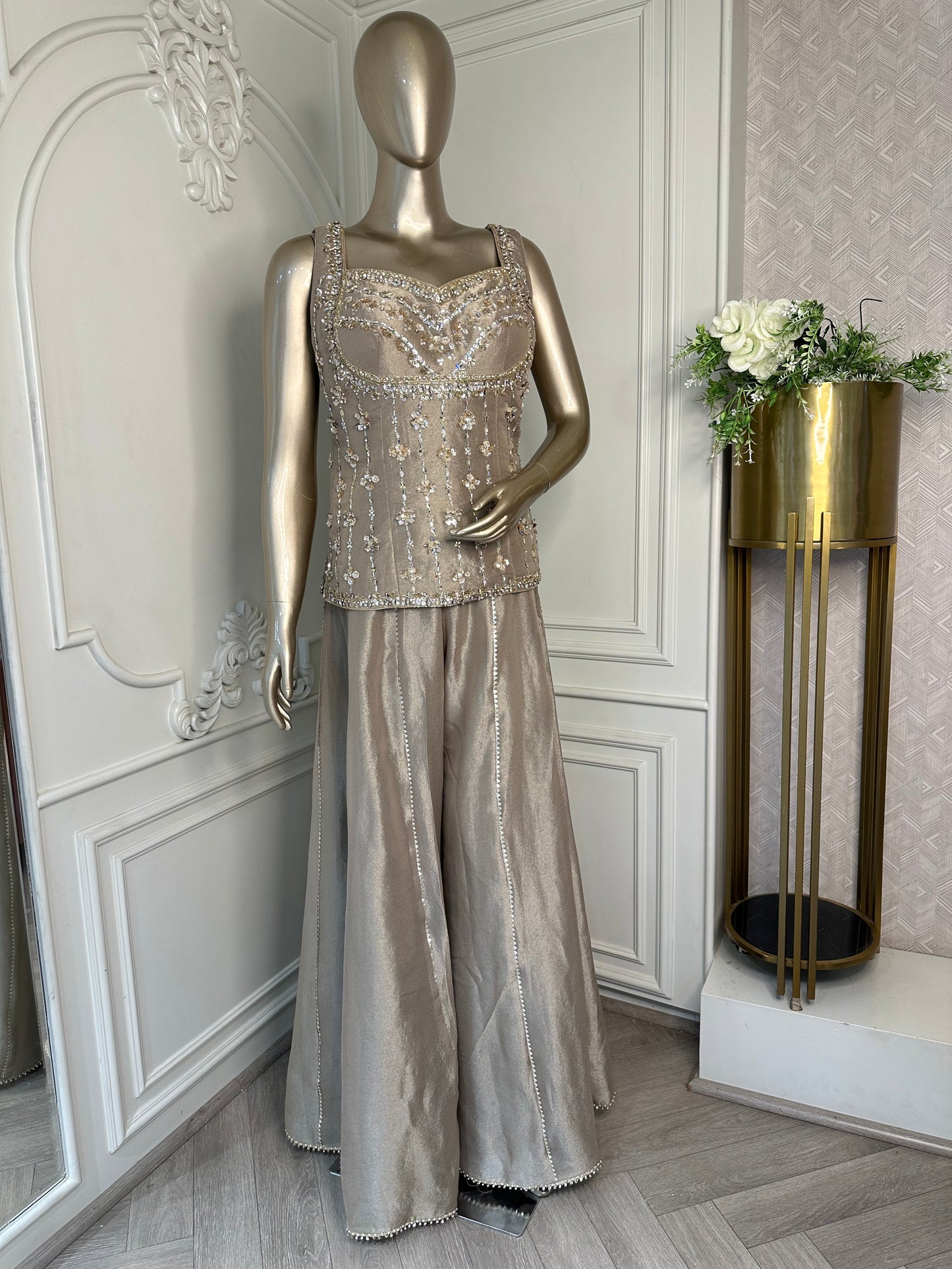Champagne Embellished Sharara Set