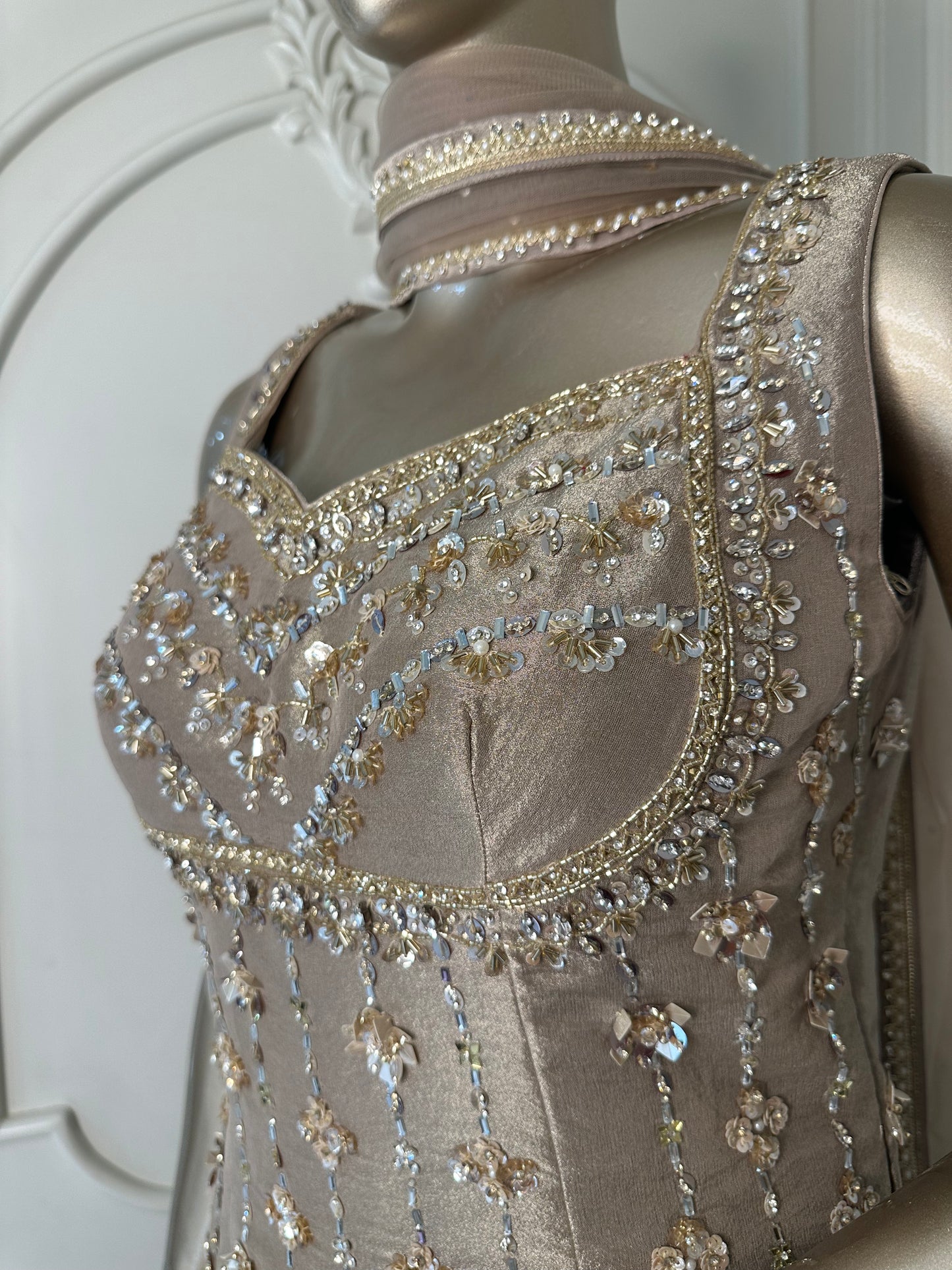 Champagne Embellished Sharara Set