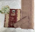 Beige Maroon Printed Suit Set