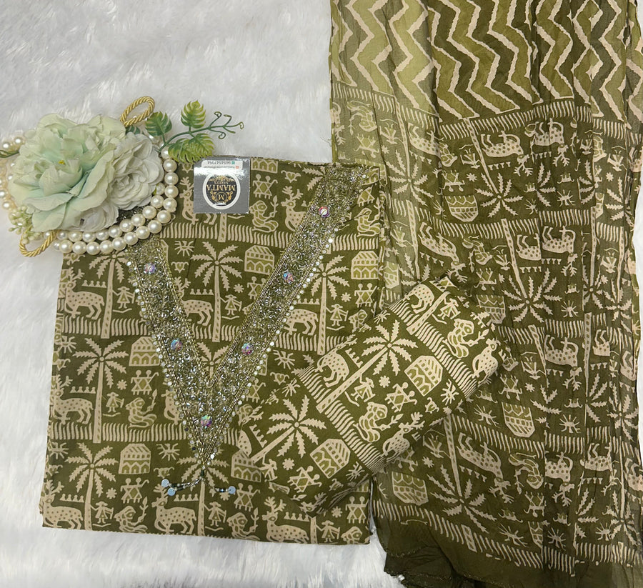 Floral Lace Designer Kurti - front view