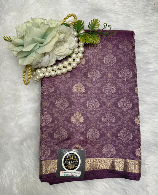 Lavender Banarasi Silk Saree with Elegant Zari Work
