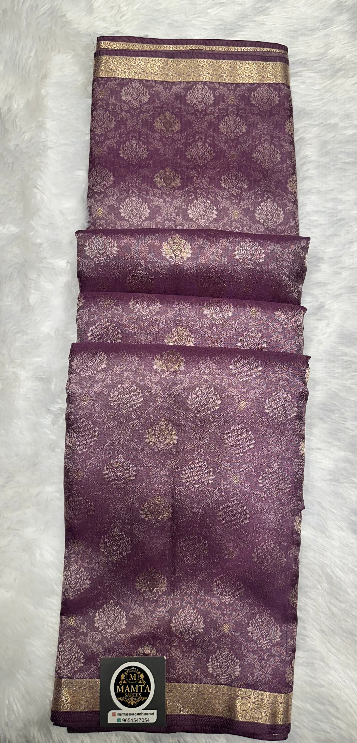 Lavender Banarasi Silk Saree with Elegant Zari Work