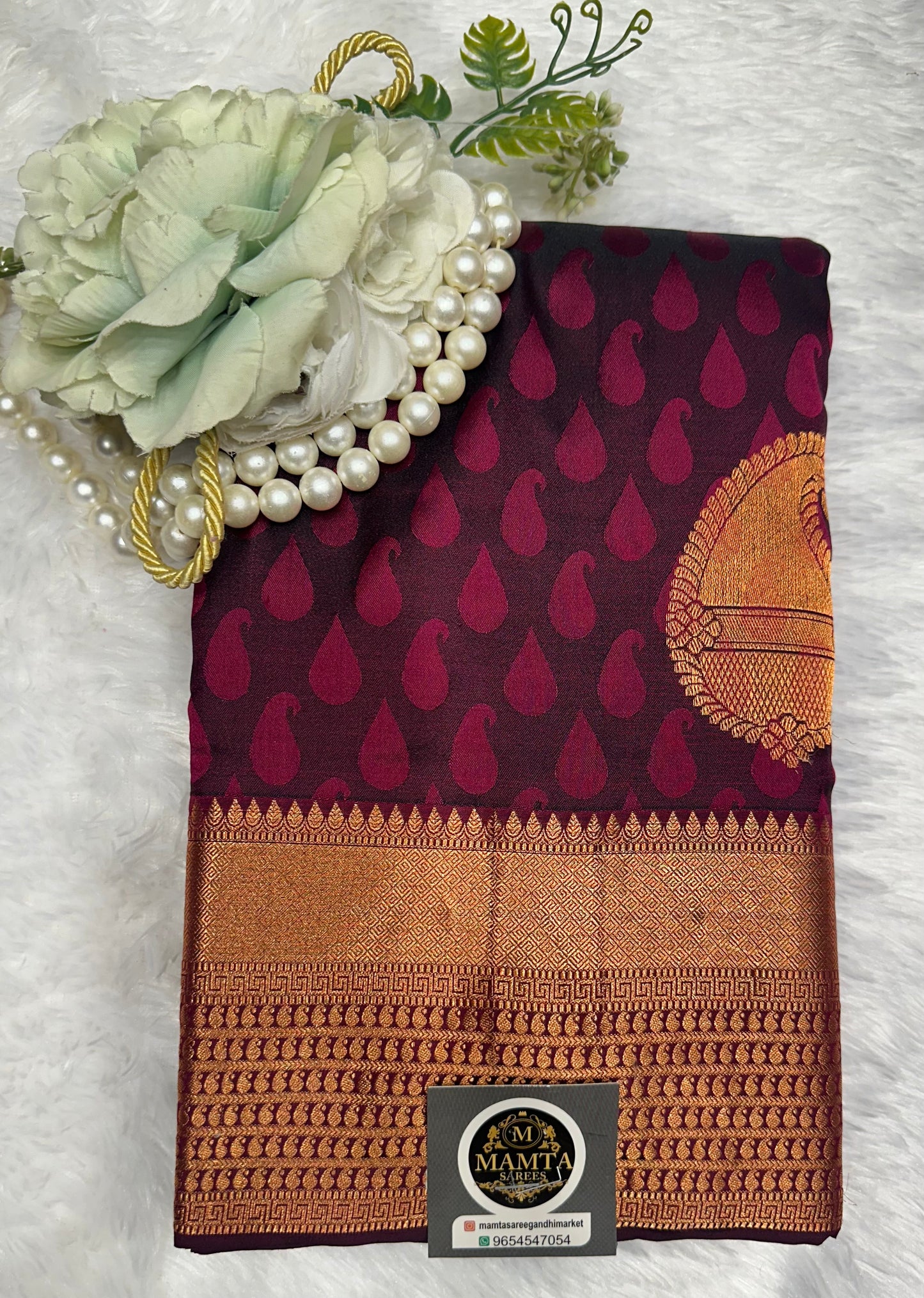 Purple Banarasi Silk Saree with Golden Zari Border