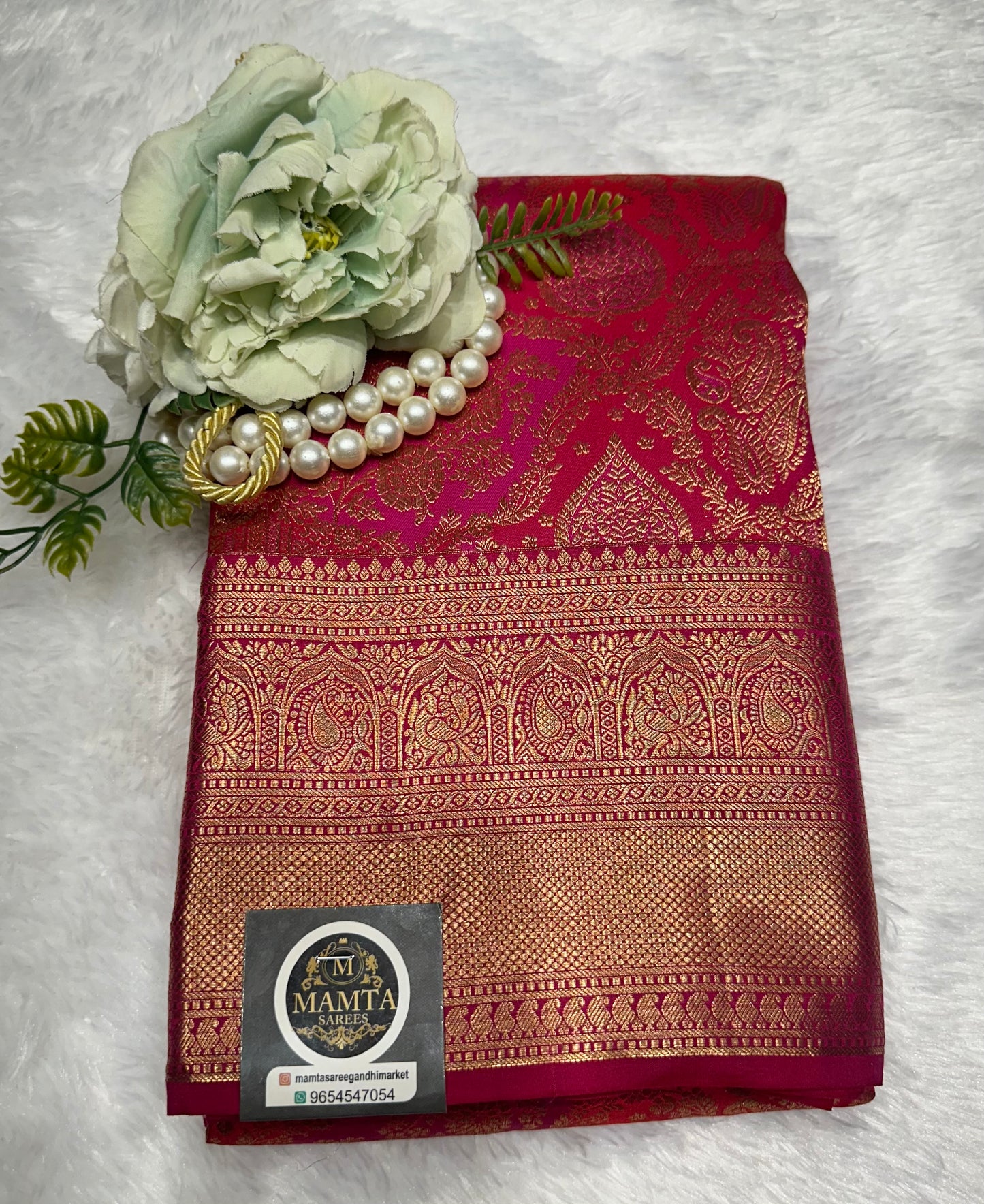 Magenta Banarasi Silk Saree with Rich Zari Work