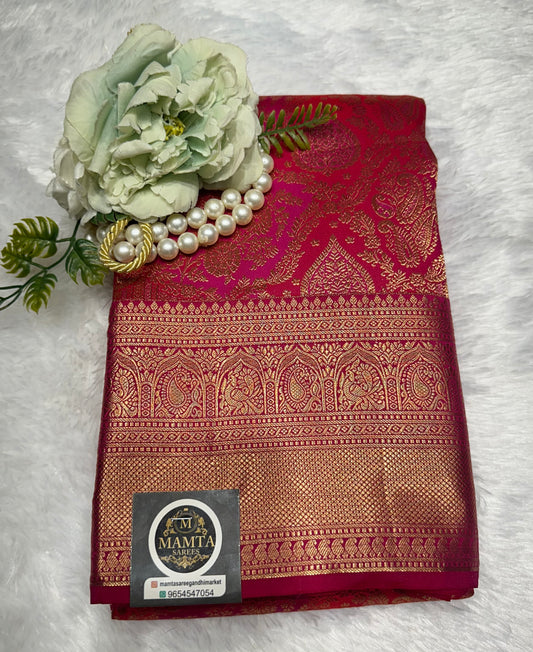 Magenta Banarasi Silk Saree with Rich Zari Work