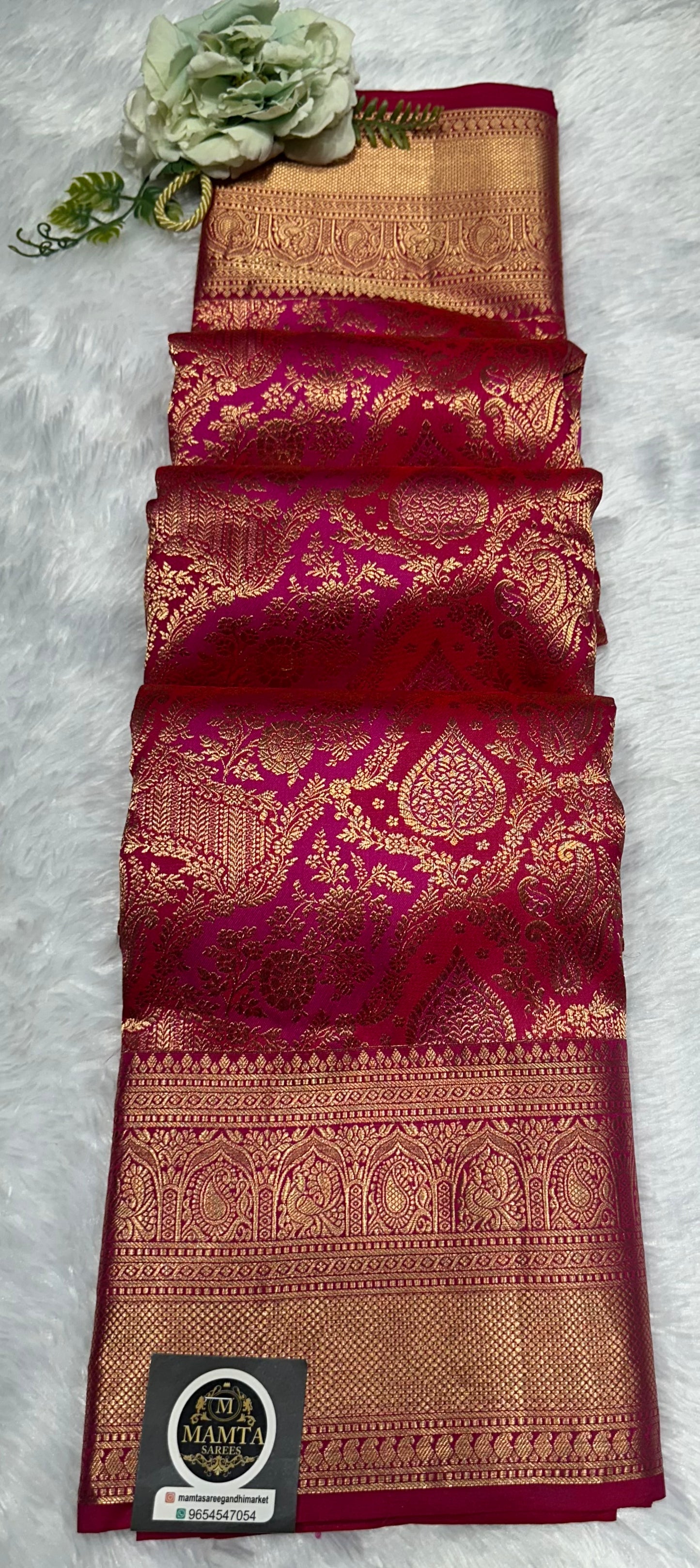 Magenta Banarasi Silk Saree with Rich Zari Work