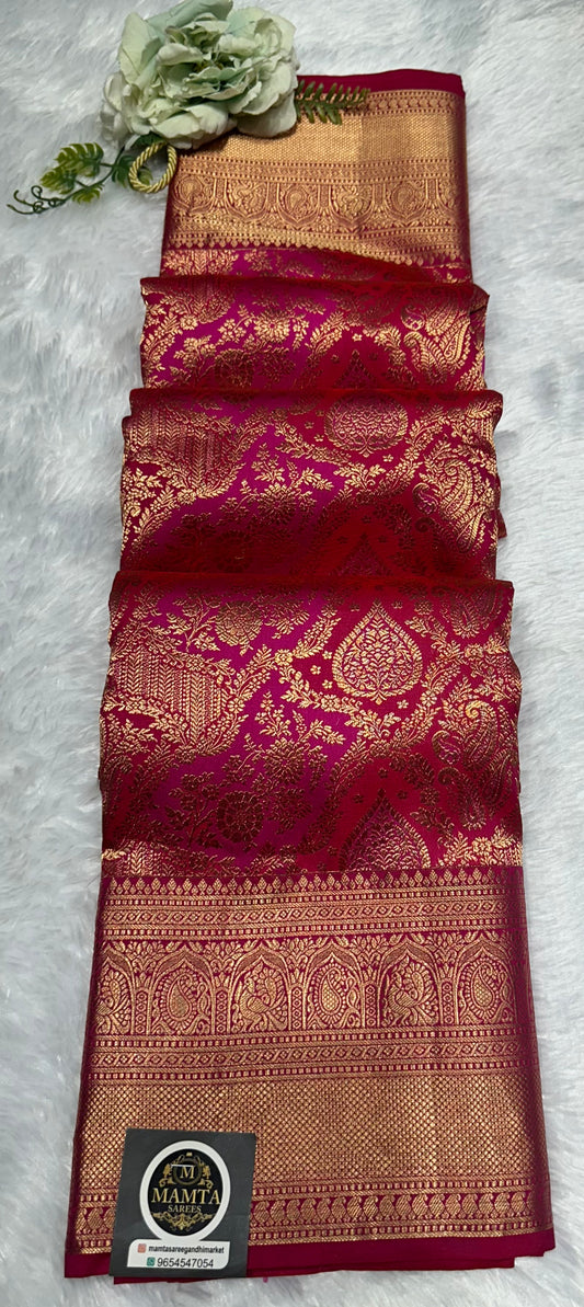 Magenta Banarasi Silk Saree with Rich Zari Work