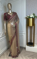 Handcrafted Designer Net Saree with Heavy Stone Work