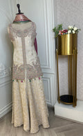 Ivory Hand Embroidered Designer Suit Set with Multicolor Floral Work & Dupatta