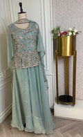 Sea Green Hand Embroidered Designer Suit Set with Dupatta