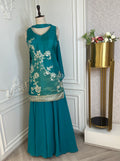 Teal Green Embroidered Designer Suit Set with Dupatta