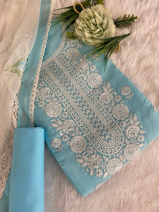 KOTA SUIT WITH BRUSH PRINT DUPATTA