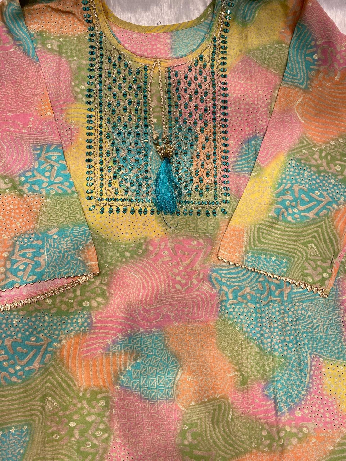 MODAL MIRROR WORK MULTI COLOR SUIT