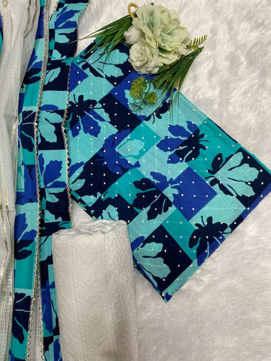bandhni work abstract cotton suit