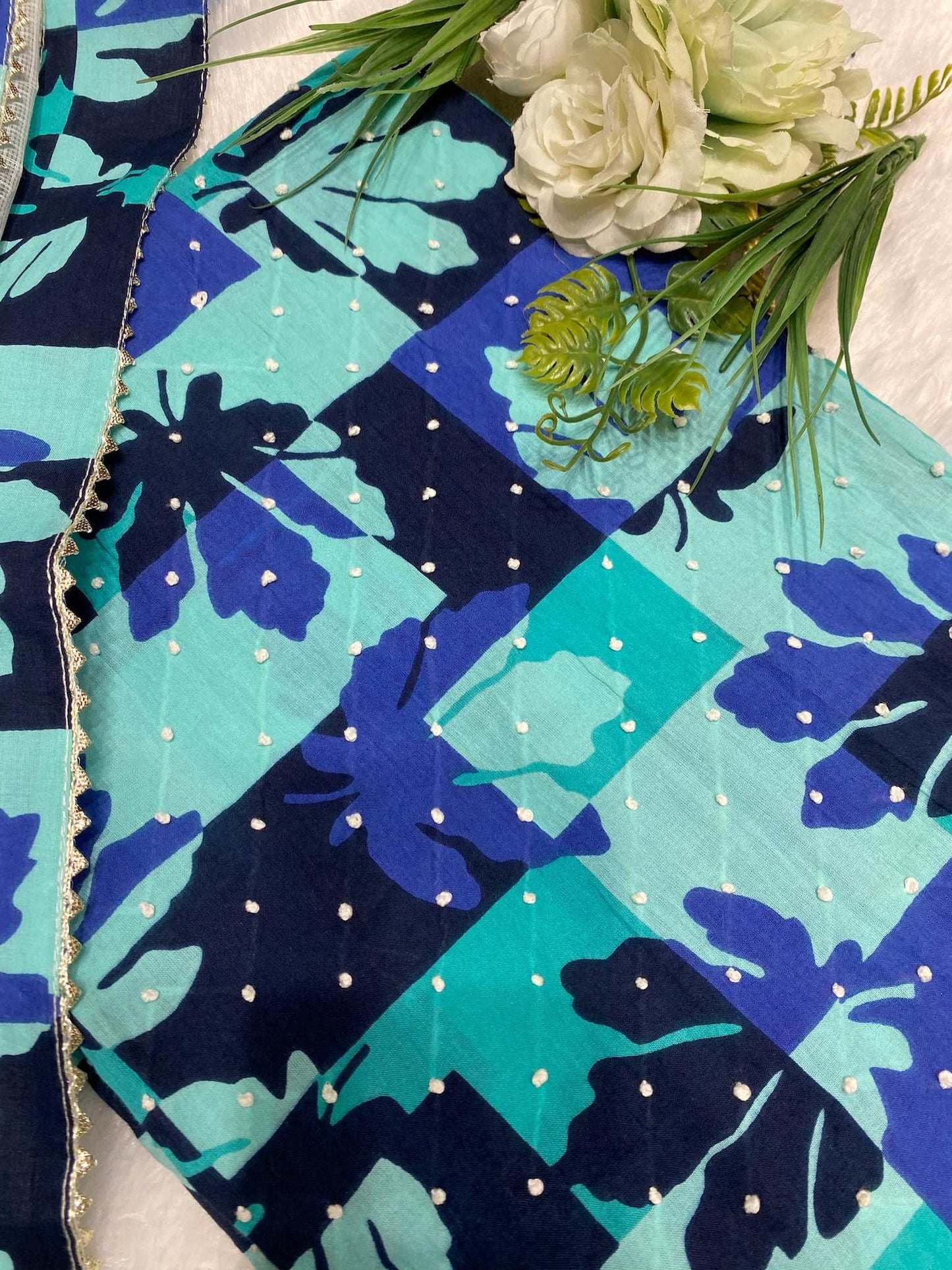 bandhni work abstract cotton suit