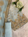 light sky blue soft silk Suit