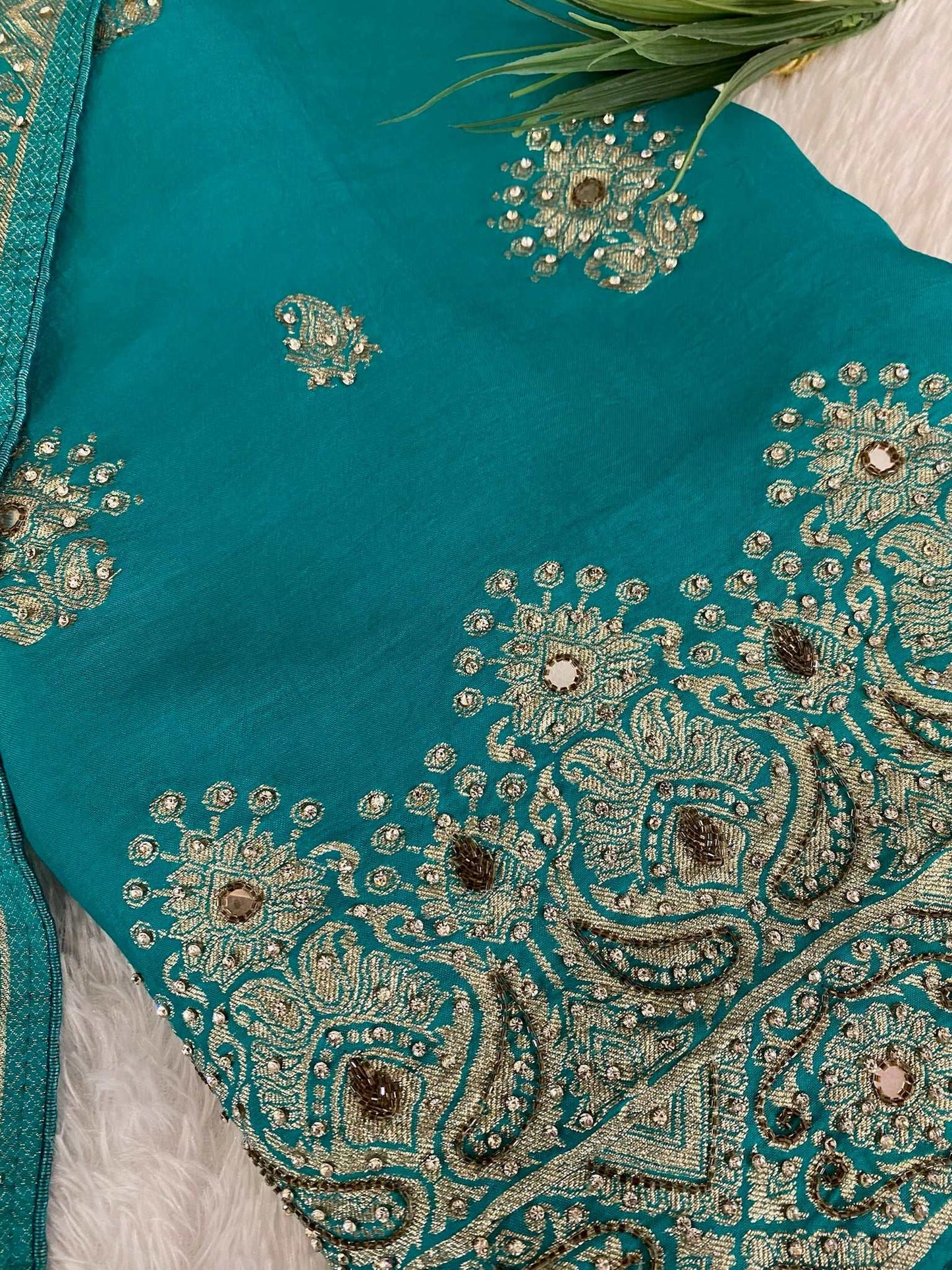 Firoji Stonework Semi Crepe Suit