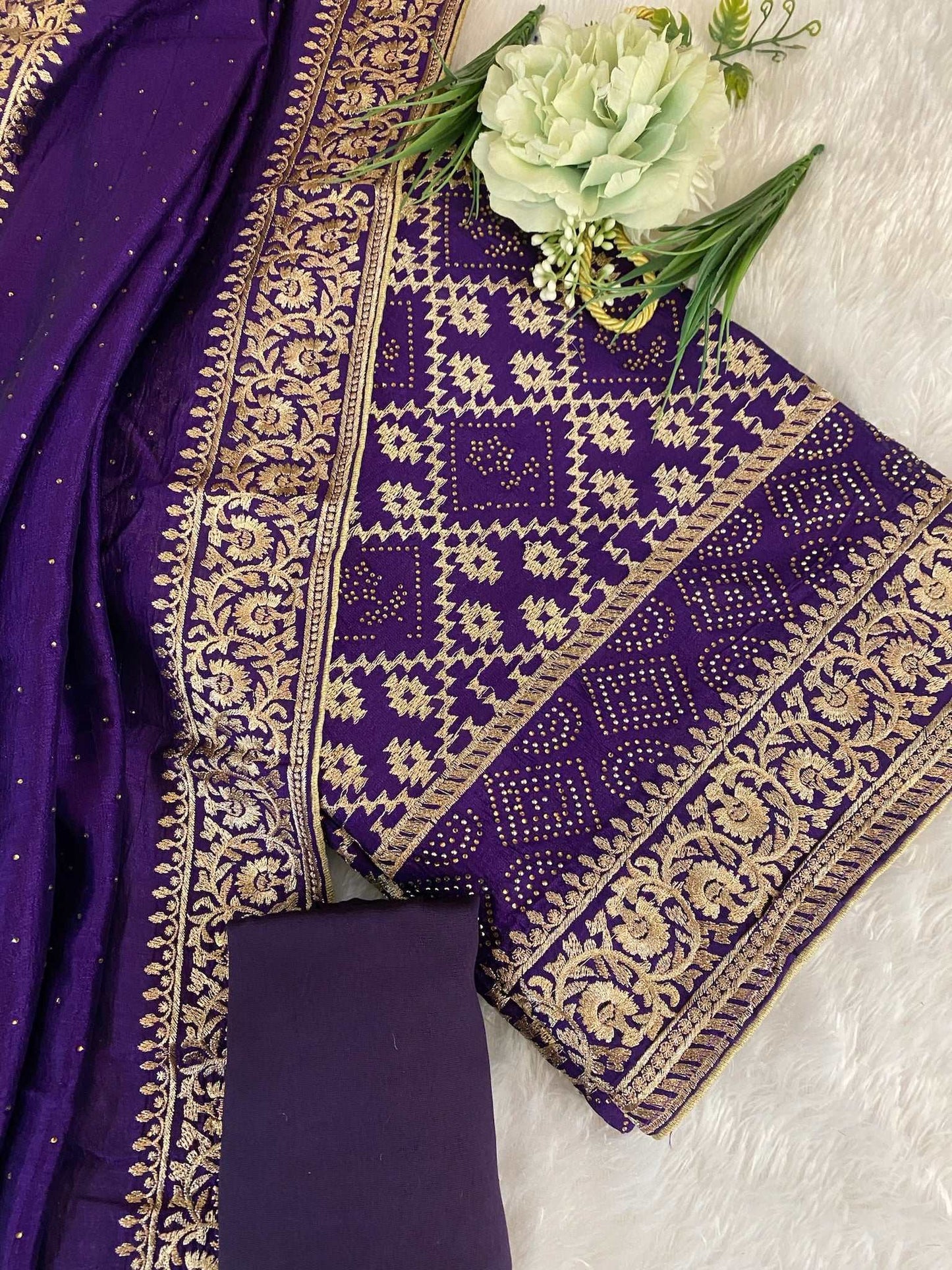 DEEP PUPLE VICHITRA SILK SUIT