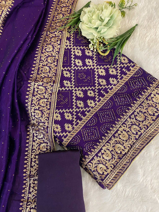 DEEP PUPLE VICHITRA SILK SUIT