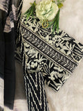 Black And White Printed Cotton Printed Suit