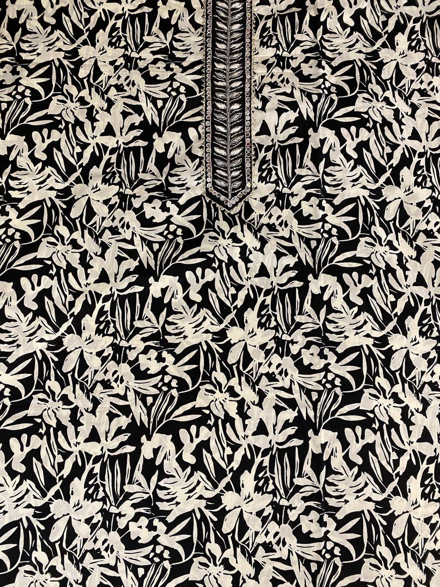 Black And White Printed Cotton Printed Suit