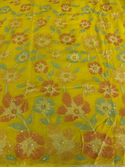 SEQUINCE WORK GEROGETTE FABRIC SUIT