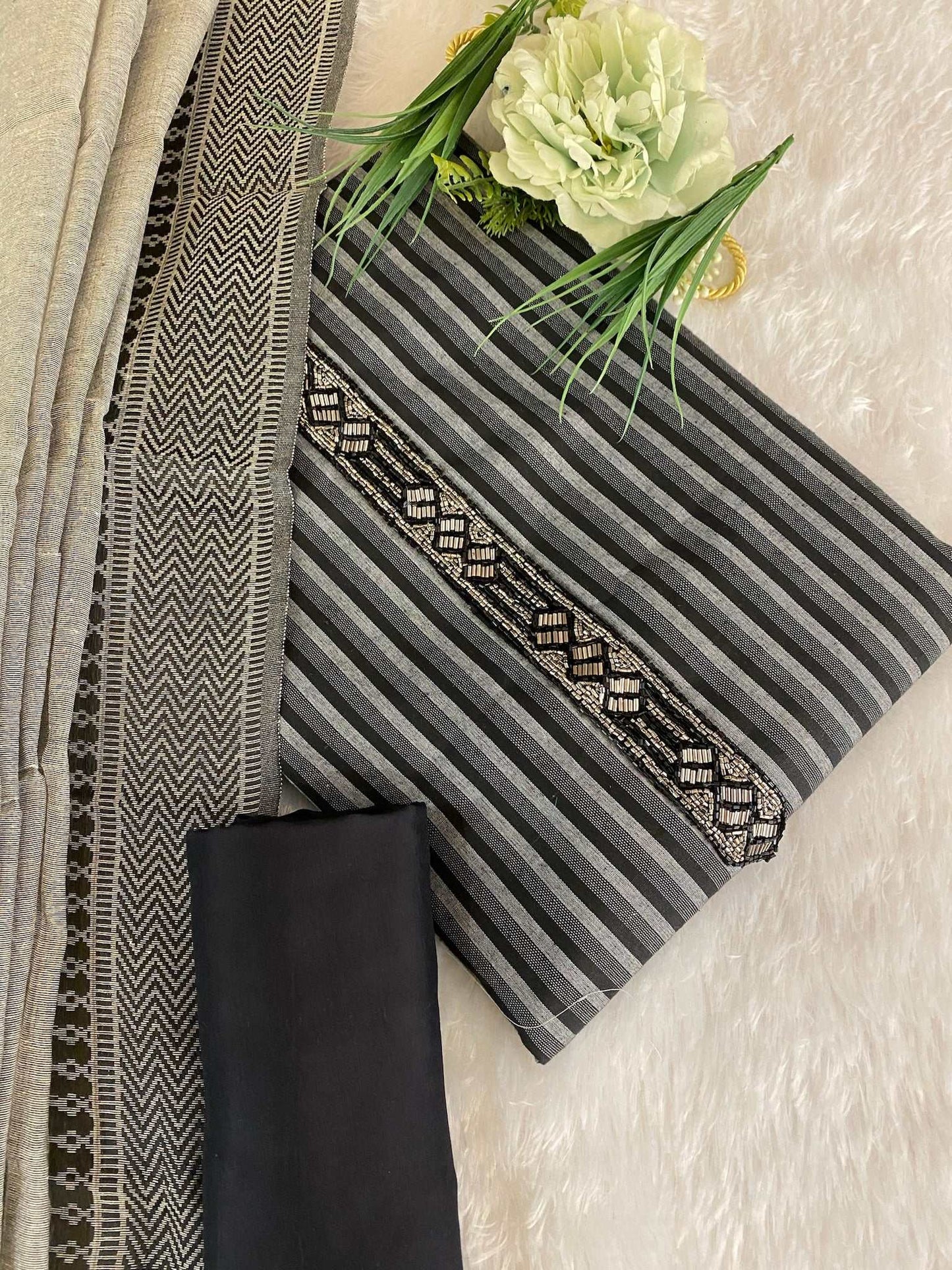 grey black cotton suit