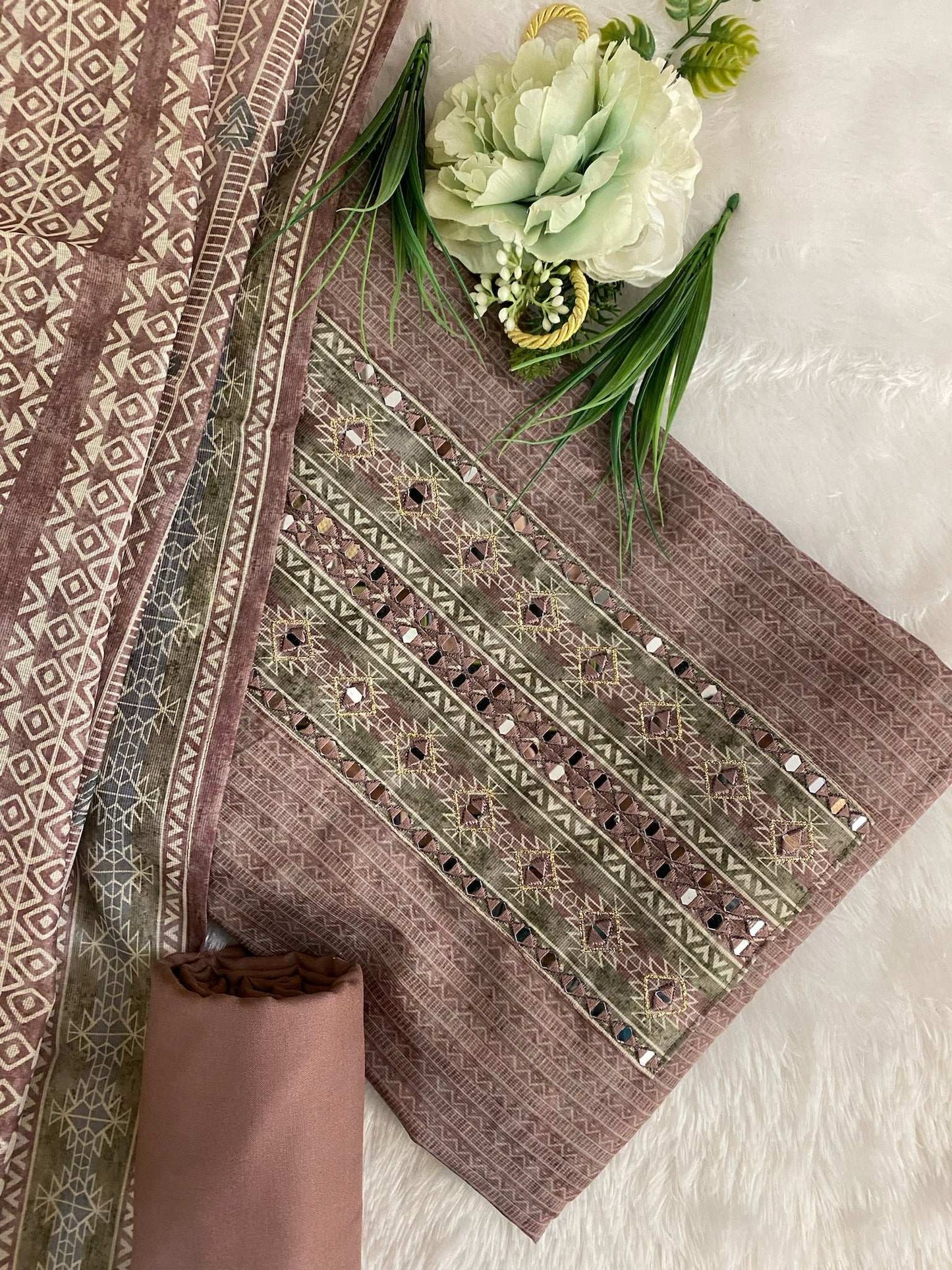 ONION PINK CHANDERI SUIT