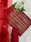 MAROON THREAD WORK SUIT