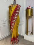BANDHANI RED AND YELLOW SAREE WITH GOTA WORK