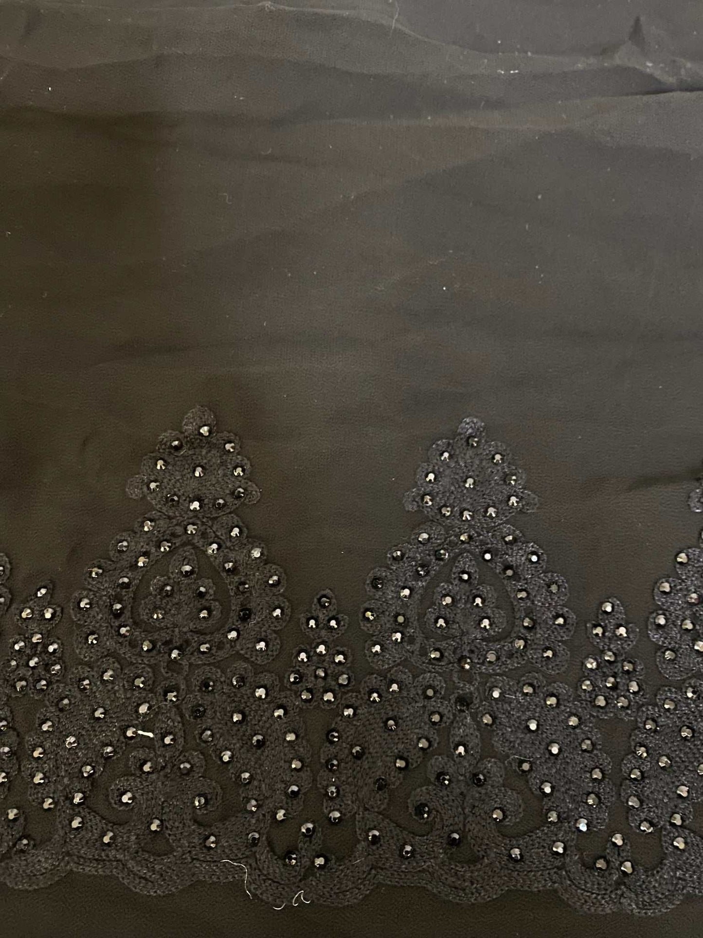 BLACK OVER ALL THREAD WORK JAAL SAREE