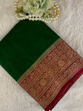 Bottle Green Zariwork Pure Silk Saree