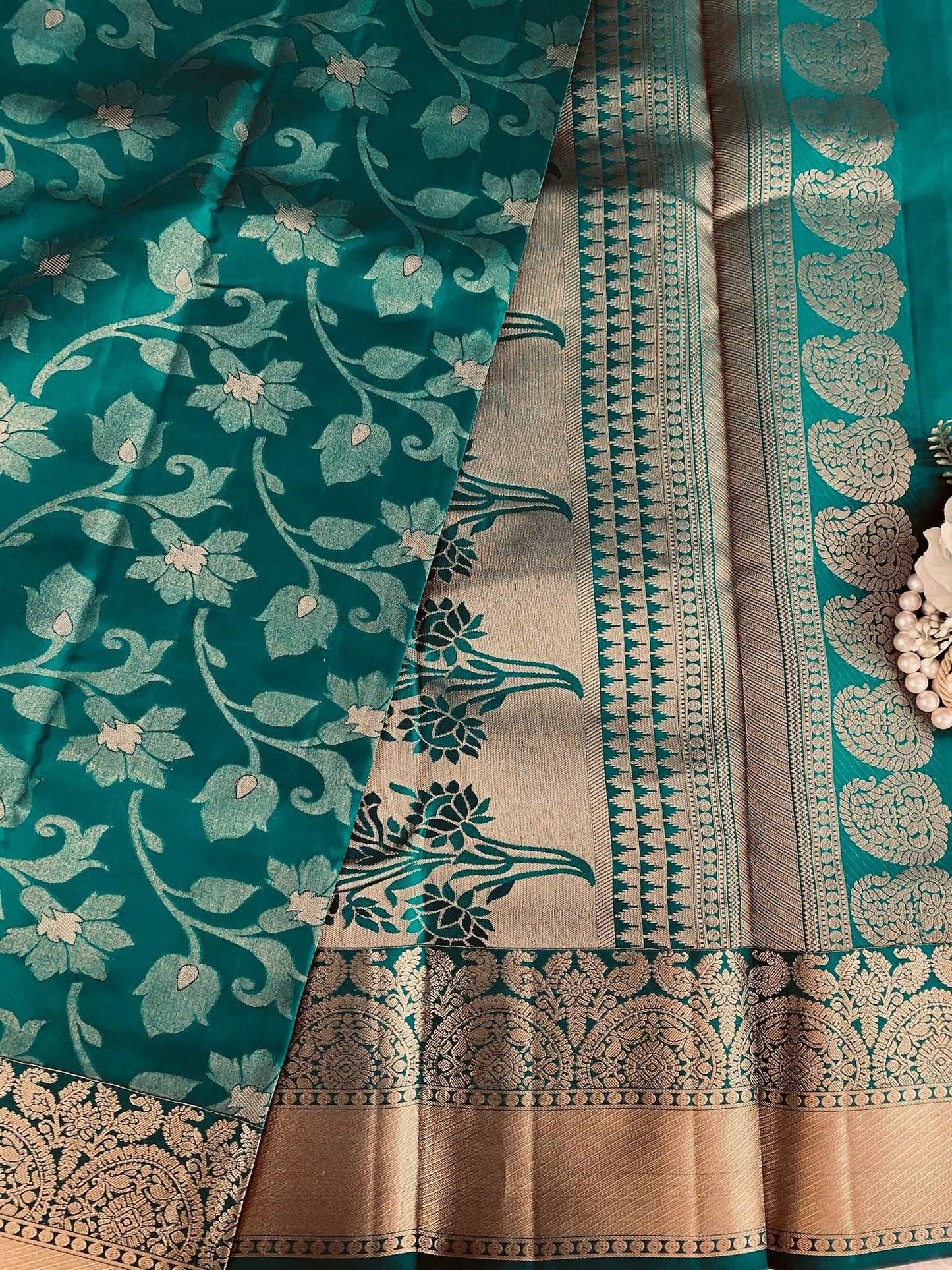 Rama green Saree Zariwork  Silk Saree