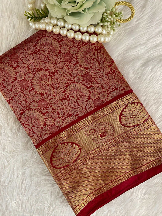 Bridal Mehroon Silk Saree