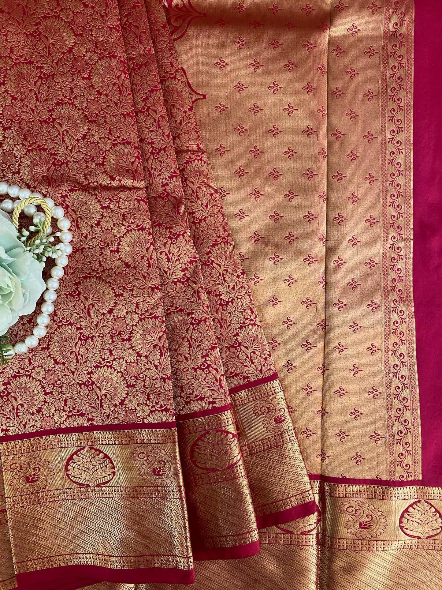 Bridal Mehroon Silk Saree
