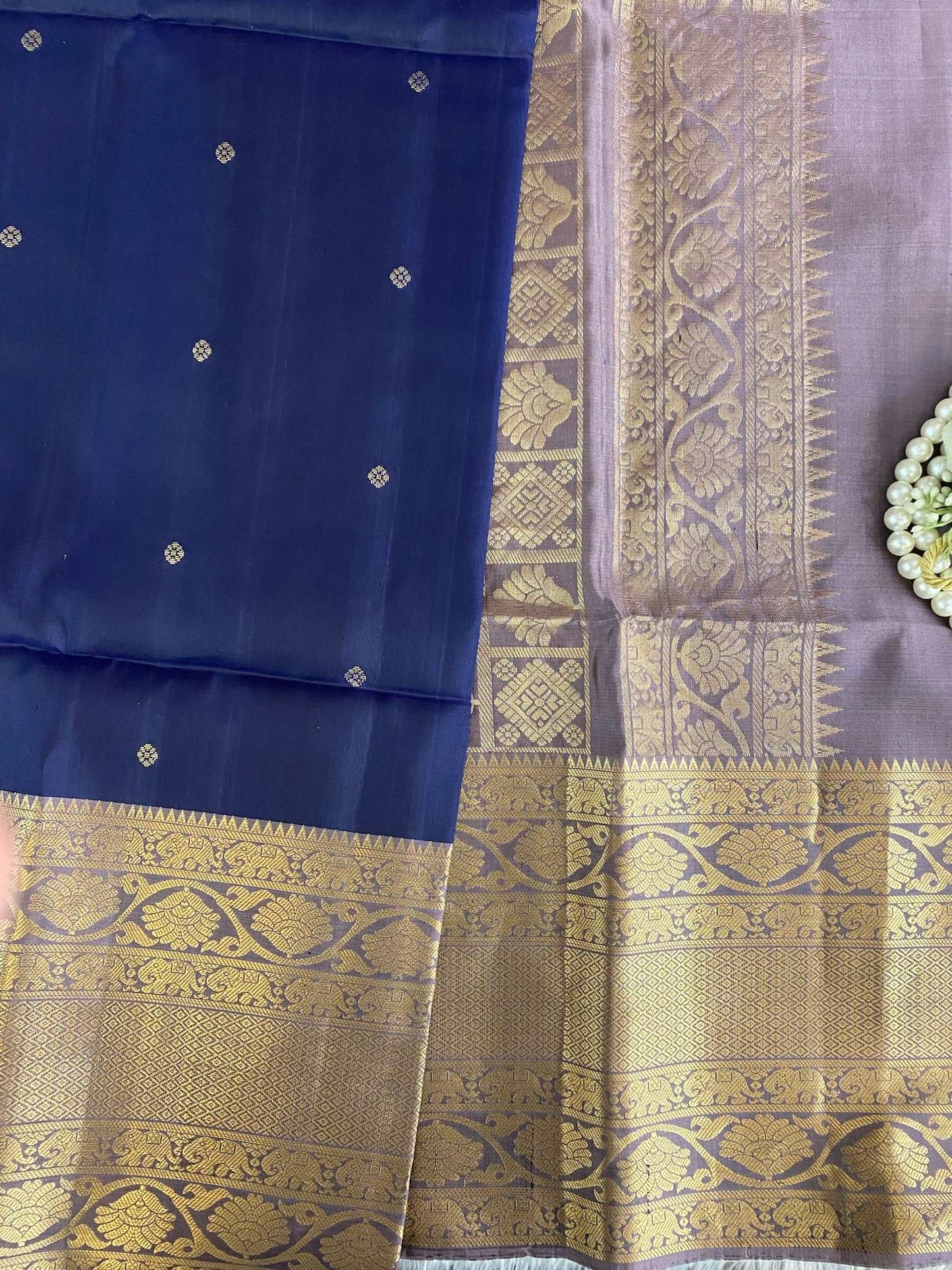 Midnight Blue zari work silk saree
