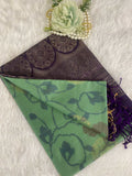 Ikkat Green Dual Tone silk sare