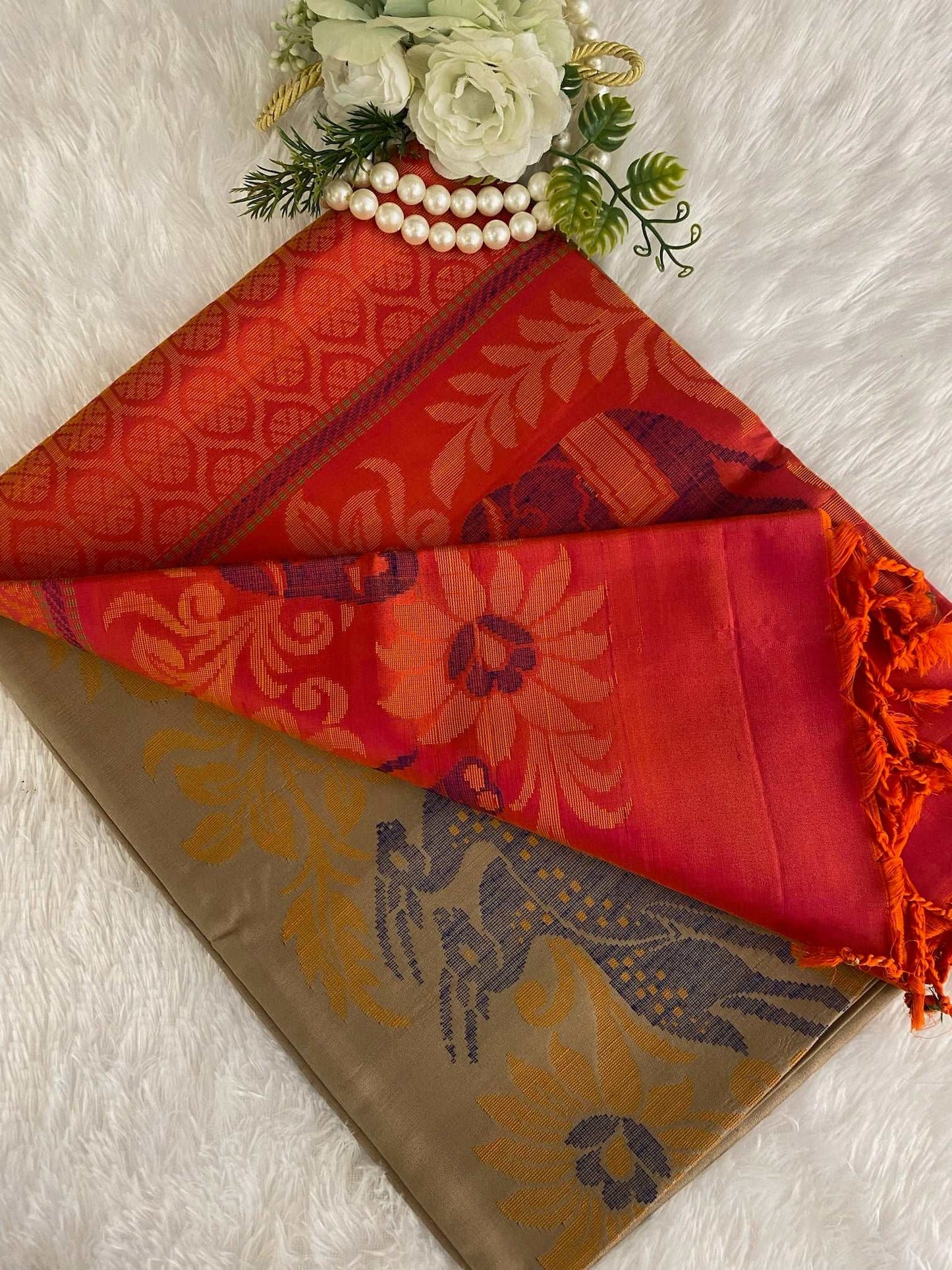 Chiku Madhubani pure silk saree