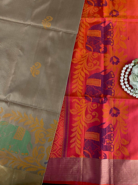 Chiku Madhubani pure silk saree
