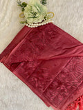 Pink pure tussar silk saree