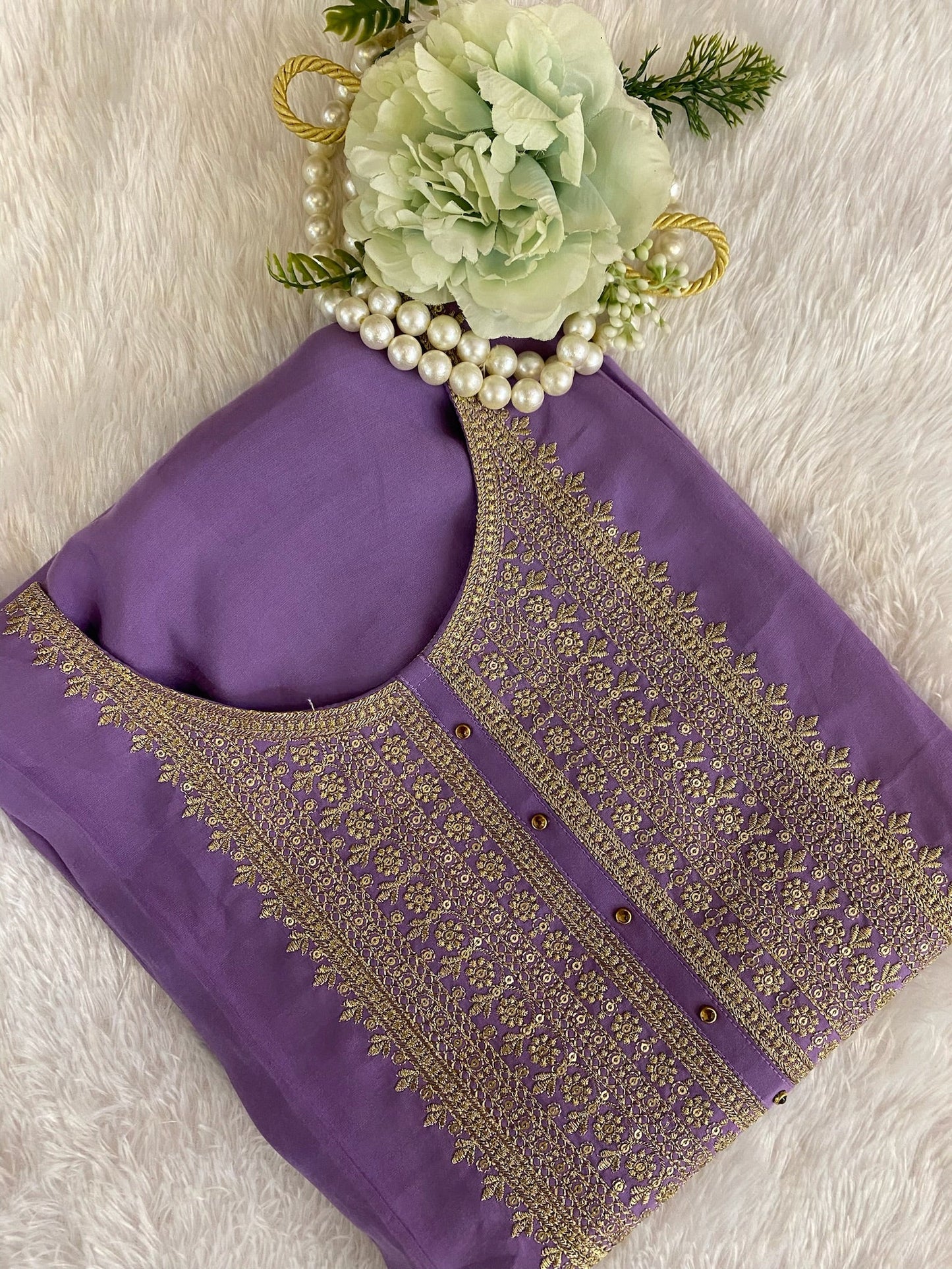 Mehndi Thread Work Semi Crepe Unstitched Salwar Suit