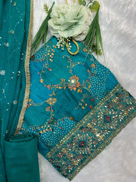 SKY BLUE DOLA SILK SUIT