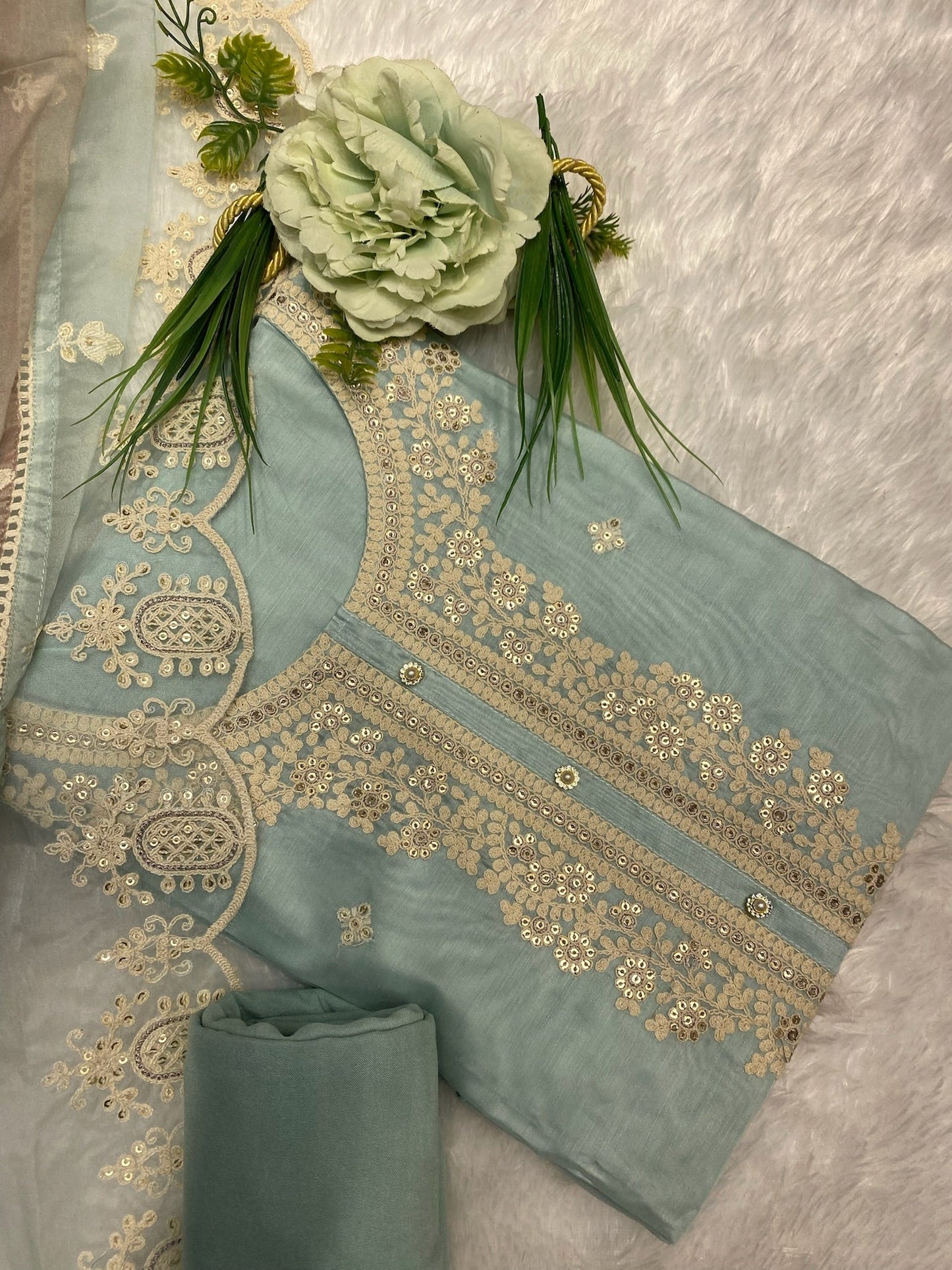 CHANDERI SUIT WITH ORGANZA DUPTTA