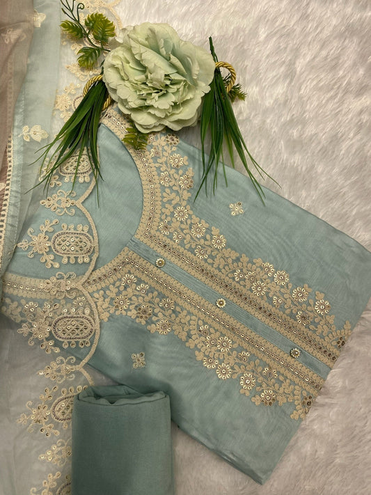 CHANDERI SUIT WITH ORGANZA DUPTTA