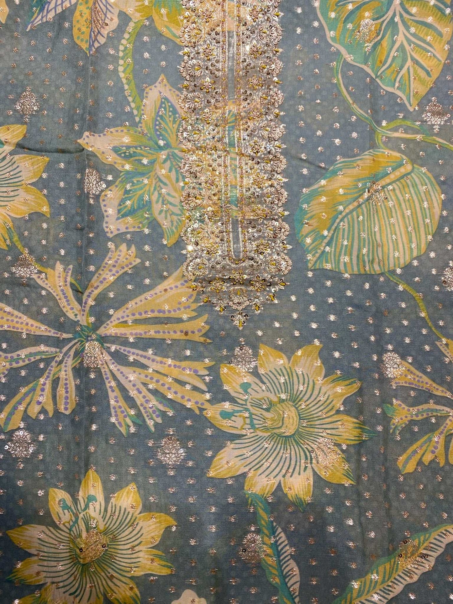 Grass green floral print suit