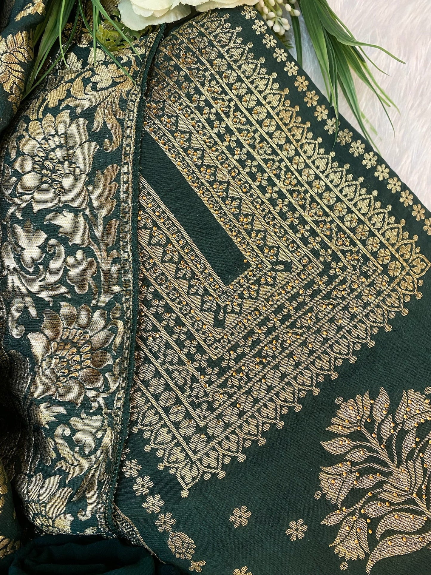 GREEN BANARASI SILK SUIT
