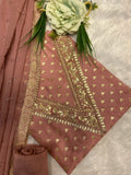 V SHAPPED NECK CHANDERI SUIT