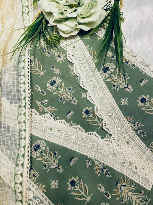 FLORAL MINT GREEN KIROSHIYA WORK  SUIT