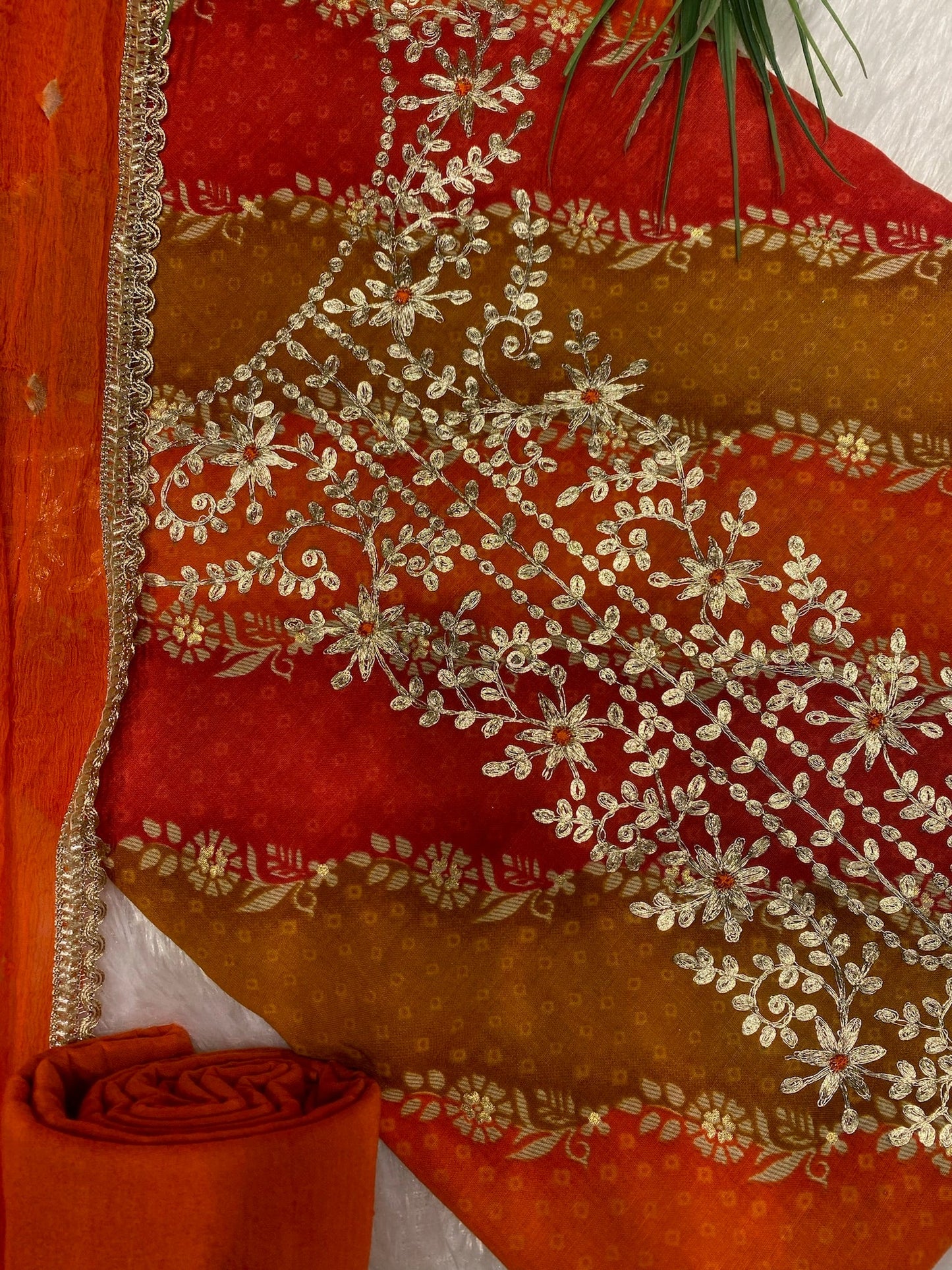 ORANGE PINK LEHRIYA MODAL SUIT